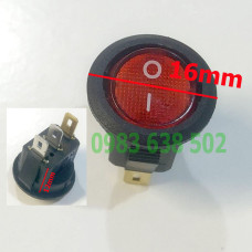 Công tắc có đèn 3 chân hàn mạch 16mm màu đỏ